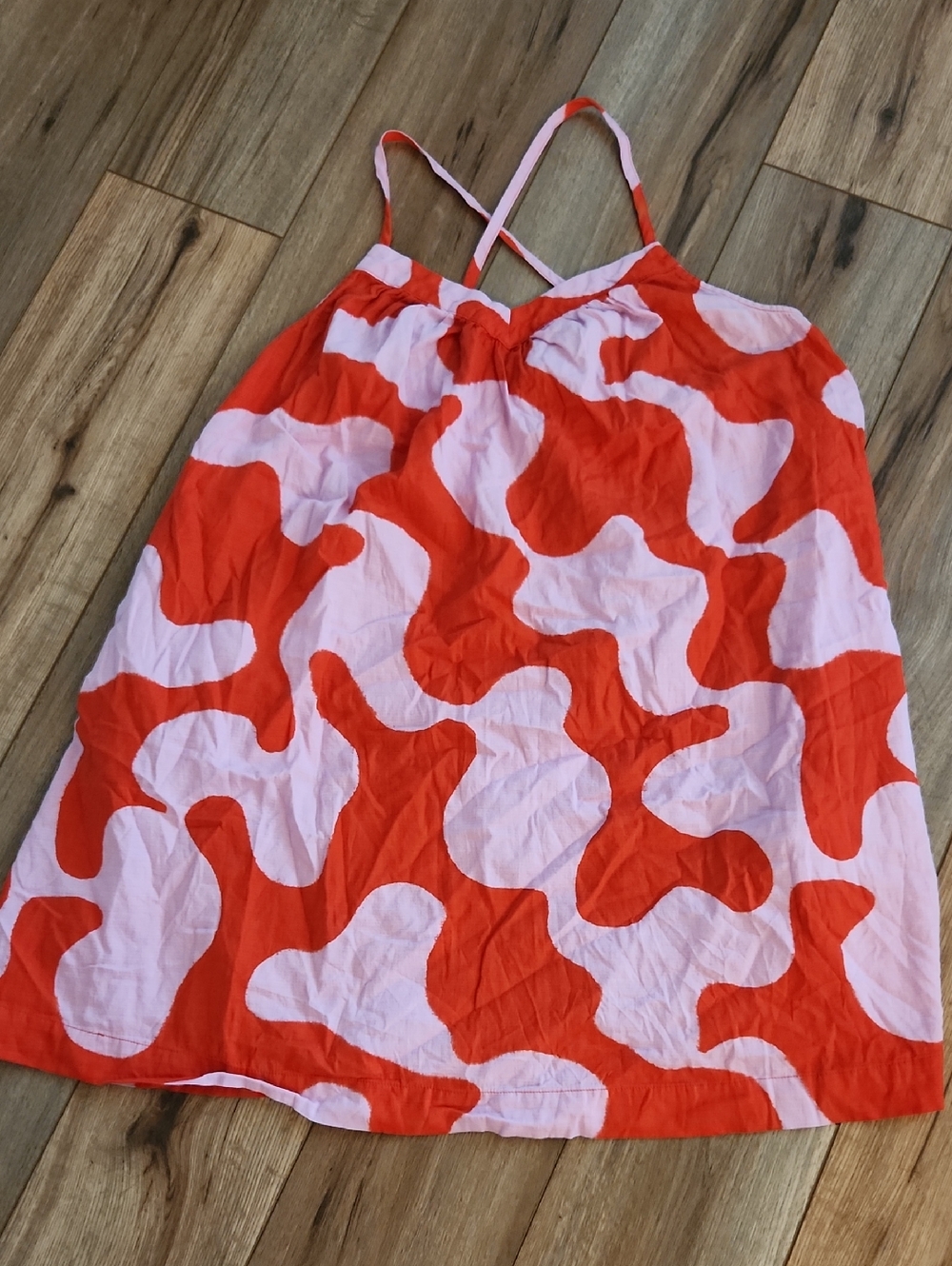 Ava & Viv Pink & Red Camo Lightweight Tank Dress Cotton Oversize Beach Cover